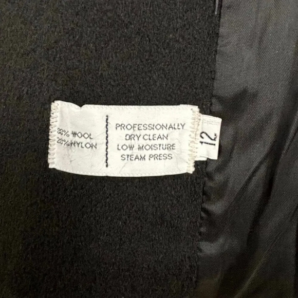 Vintage Bromley Collection Wool Blend Military Peacoat Velvet Collar Black Sz 12 - Picture 4 of 6